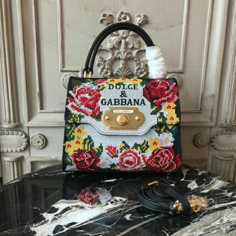 D&G Shoulder Chain Bag BB6374 Embroidered Flowers
